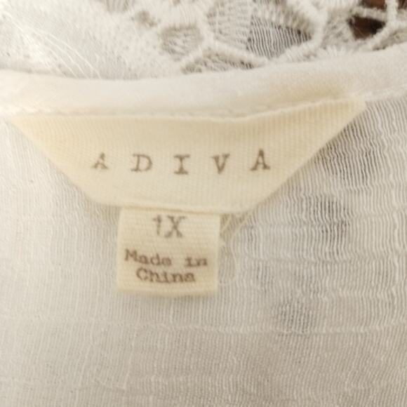 ADIVA Semi Sheer White Boho Style Blouse White Lace 1X Feminine Coquette Boho - Picture 7 of 9